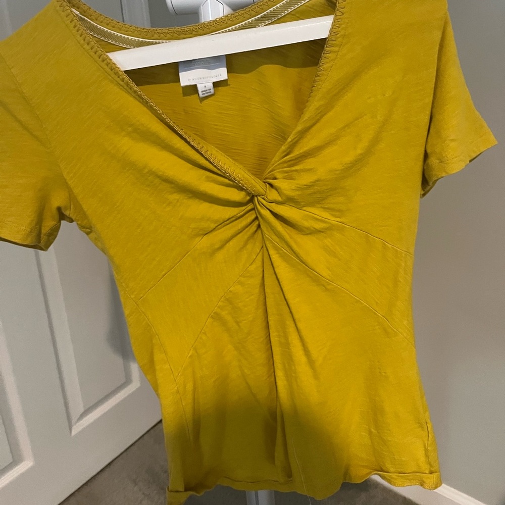 anthropologie gold blouse
